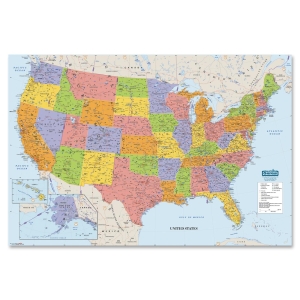 UNITED STATES LAMINATED MAP 50X33
