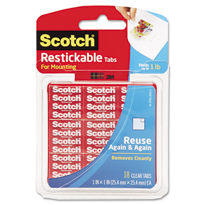 SCOTCH RESTICKABLE TABS 1 X 1 IN 18