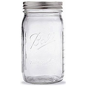 Jar, Glass, Canning, Widemouth, 32oz, with Lid (Airtight Container)