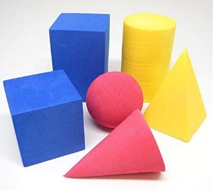 Foam Geosolids, Set of 6 (Includes: Cube, Half-Cube, Cylinder, Sphere)
