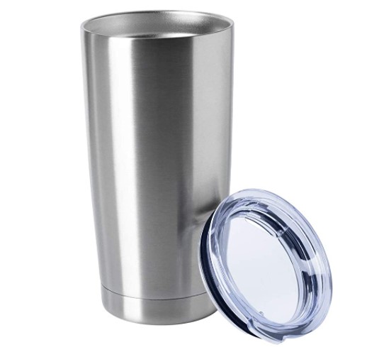 Double-Wall Metal Cup, with Lid, 20oz