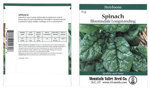 Spinach Seeds, Pouch