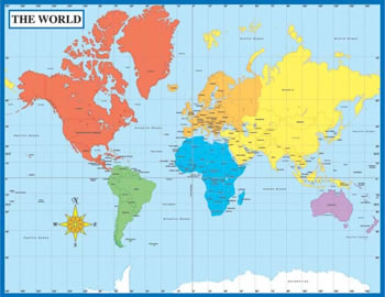 MAP OF THE WORLD LAMINATED CHARTLET