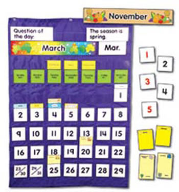FixtureDisplays® 30-Pocket Numbered Classroom Pocket Chart for