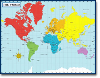 CHARTLET MAP OF THE WORLD 17 X 22