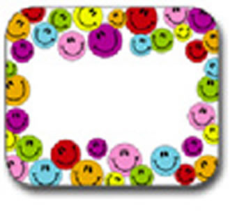NAME TAGS MULTICOLORED SMILEY 40/PK
