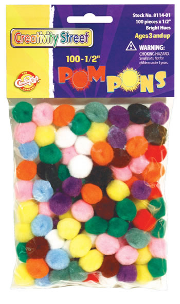 POM PONS ASSORTED 1/2 INCH