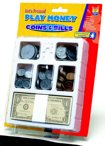 LETS PRETEND PLAY MONEY COINS &