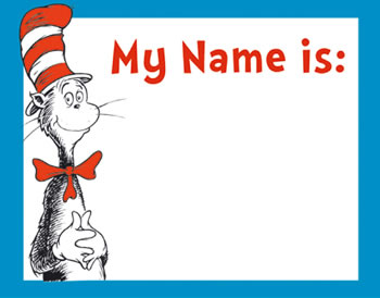 CAT IN THE HAT NAME TAGS