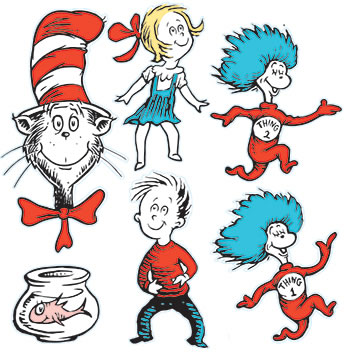 LARGE DR SEUSS CHARACTERS 2-SIDED