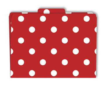 FILE FOLDERS RED & WHITE DOTS