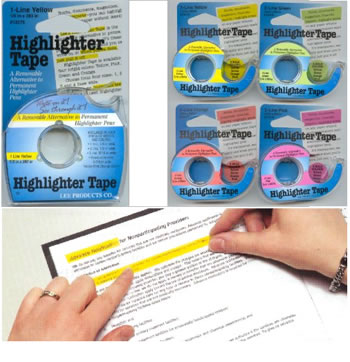 REMOVABLE HIGHLIGHTER TAPE YELLOW
