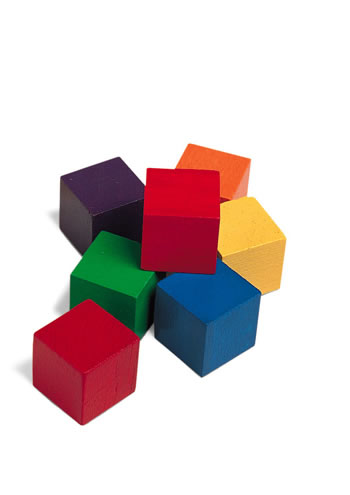 CUBES WOOD 1 IN 100 PK 6 COLORS
