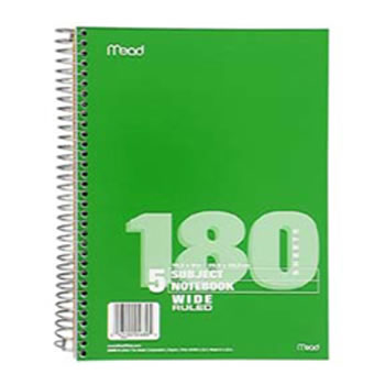 NOTEBOOK SPIRAL 5 SUBJECT 180 CT