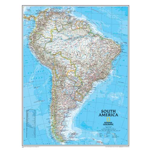 SOUTH AMERICA WALL MAP 24 X 30