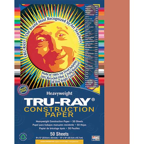 Tru-Ray, PAC103062, Heavyweight Construction Paper, 50 / Pack, Red 