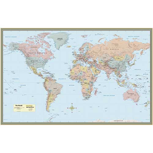 WORLD MAP LAMINATED POSTER 50 x 32