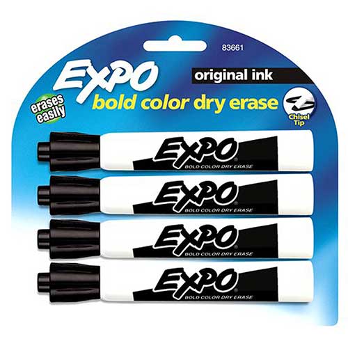 EXPO DRY ERASE MARKERS 4/SET BLACK