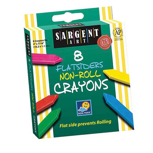 FLATSIDERS NO-ROLL CRAYONS 8 COUNT