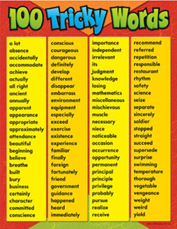 CHART 100 TRICKY WORDS GR 4-8