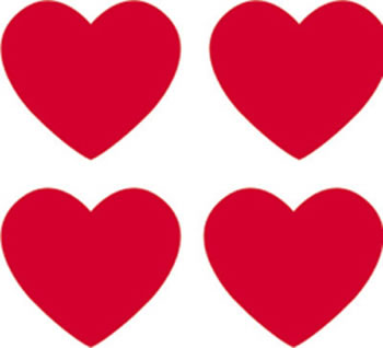 SUPERSHAPES STICKERS RED HEARTS
