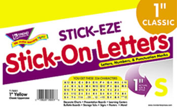 STICK-EZE 1 LETTERS NUMBERS YELLOW