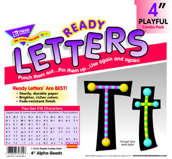 ALPHA-BEADS READY LETTERS 4IN UPPER