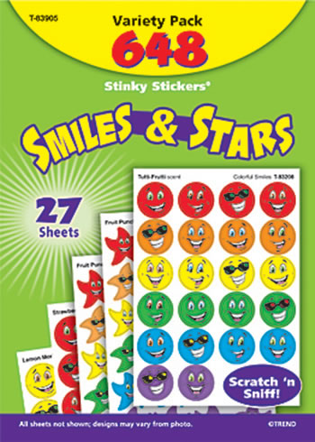 STINKY STICKERS SMILES STARS 648/PK