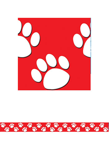 RED WITH WHITE PAW PRINTS STRAIGHT