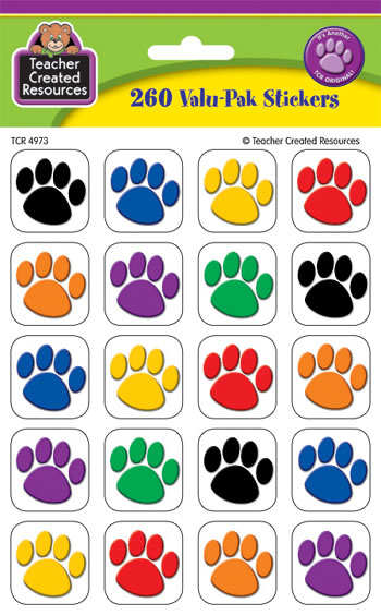 COLORFUL PAW PRINT STICKERS VALUE