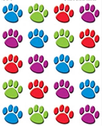 COLORFUL PAW PRINTS 120 STICKERS