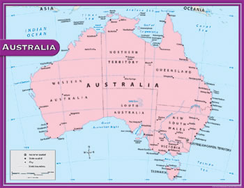 AUSTRALIA MAP CHART 17X22