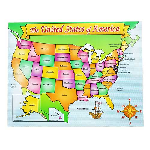 USA MAP FRIENDLY CHART 17X22