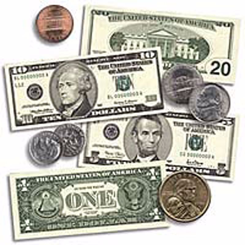 US COINS & BILLS ACCENT PUNCH-OUTS