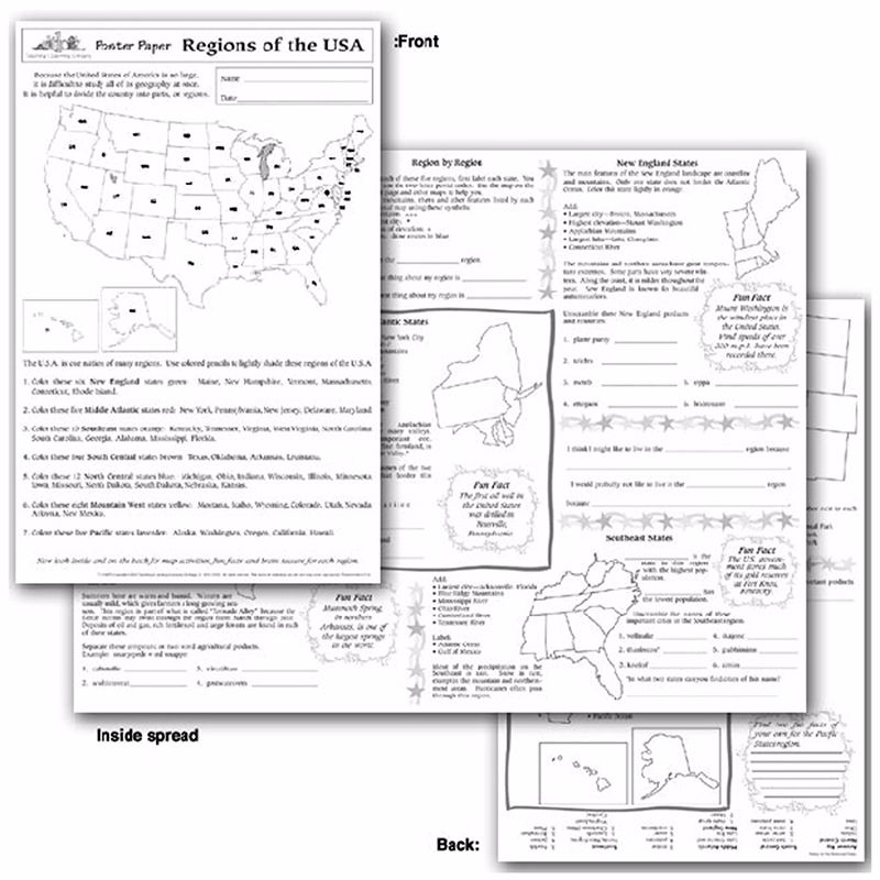REGIONS OF THE USA POSTER PAPER