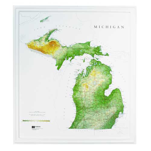 Raised Relief Map Of Michigan 